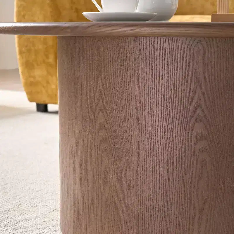 Table basse JVNOXK lot de 2, table basse ronde en MDF pour salon, appartement, espace de loisirs, noyer