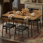 Ensemble table à manger avec 4 chaises rembourrées, bords lisses, ensemble de 4 chaises de table de cuisine en bois pour salle à manger, cuisine, appartement