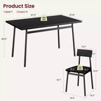 Ensemble table à manger avec 4 chaises rembourrées, bords lisses, ensemble de 4 chaises de table de cuisine en bois pour salle à manger, cuisine, appartement