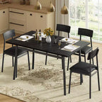 Ensemble table à manger avec 4 chaises rembourrées, bords lisses, ensemble de 4 chaises de table de cuisine en bois pour salle à manger, cuisine, appartement