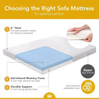 DynastyMattress Surmatelas en mousse à mémoire de forme 4 pouces CoolBreeze pour canapés-lits convertibles et pliants – Taille standard – Canapé non inclus – Fabriqué aux États-Unis
