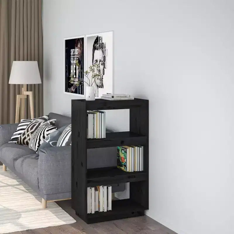 vidaXL Bibliothèque noire en pin massif de taille moyenne
