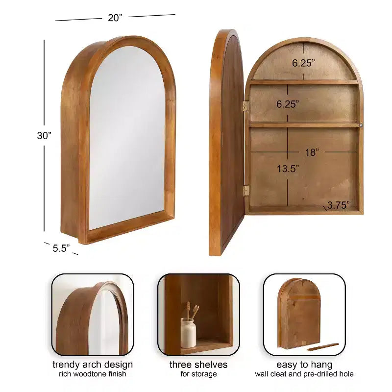 Meuble sous-vasque miroir arqué Kate et Laurel Hatherleigh