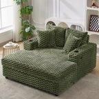 60 Oversized Indoor Chaise Lounge w/ Armrests & Throw Pillows, Upholstered Sleeper Chair Sofa Bed, Cozy Reading Couch for Living Room & Home