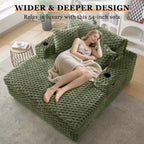 60" Grande méridienne intérieure avec accoudoirs et coussins, canapé-lit rembourré, chaise longue de lecture confortable pour le salon et la maison