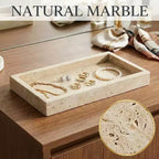 Élégant plateau de rangement à bijoux en marbre naturel, cadeau fête des mères, plateau en marbre véritable pour coiffeuse, salle de bain, décoration intérieure
