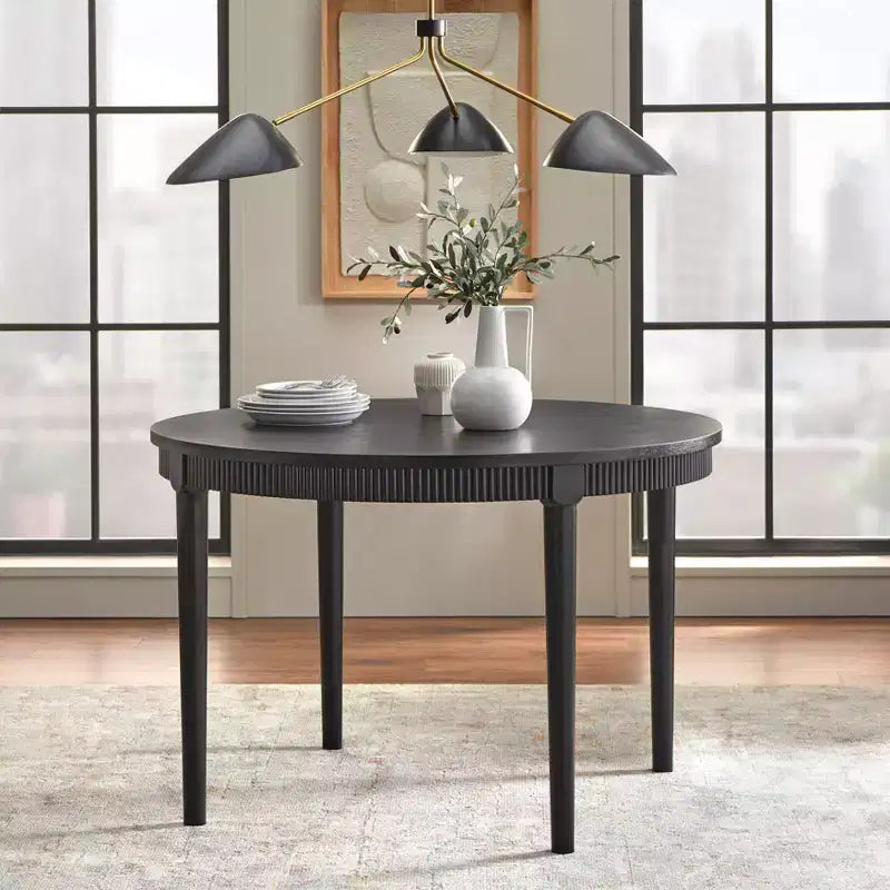 Table de salle à manger Lifestorey Astroria 46 avec tablier cannelé et plateau rond