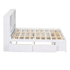 Lit plateforme queen size FAMYYT avec étagère de rangement et 8 tiroirs, facile à monter
