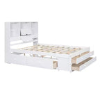 Lit plateforme queen size FAMYYT avec étagère de rangement et 8 tiroirs, facile à monter
