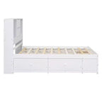 Lit plateforme queen size FAMYYT avec étagère de rangement et 8 tiroirs, facile à monter