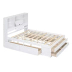 Lit plateforme queen size FAMYYT avec étagère de rangement et 8 tiroirs, facile à monter