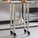 vidaXL Table de travail de cuisine à roulettes 32,5x11,8x33,5 Acier inoxydable