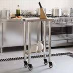 vidaXL Table de travail de cuisine à roulettes 32,5x11,8x33,5 Acier inoxydable