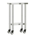 vidaXL Table de travail de cuisine à roulettes 32,5x11,8x33,5 Acier inoxydable
