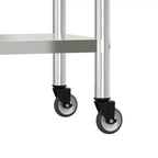 vidaXL Table de travail de cuisine à roulettes 32,5x11,8x33,5 Acier inoxydable