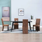 vidaXL Lot de 4 Chaises de Salle à Manger Similicuir Suédé Marron et Bois Massif