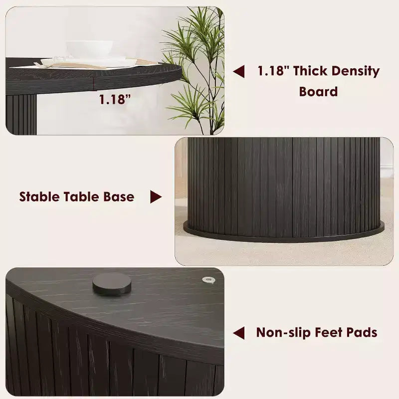 Table à manger ronde moderne de 120 cm pour 4 avec étagère de rangement à 2 niveaux et porte coulissante en bois, table de cuisine et de salle à manger peu encombrante pour appartement