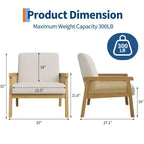 Fauteuil d'appoint moderne à dossier haut en bois avec une capacité de 136 kg - Fauteuil en rotin rembourré ou en cuir PU pour salon