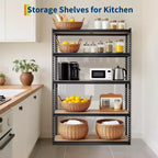 Étagère de Rangement de Garage Robuste à 5 Niveaux, Unité d'Étagères Métalliques Réglables, Capacité de 1134 kg, 122 x 46 x 183 cm, Cadre en Acier Sans Boulons, Panneaux MDF
