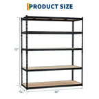 Étagère de Rangement de Garage Robuste à 5 Niveaux, Unité d'Étagères Métalliques Réglables, Capacité de 1134 kg, 122 x 46 x 183 cm, Cadre en Acier Sans Boulons, Panneaux MDF