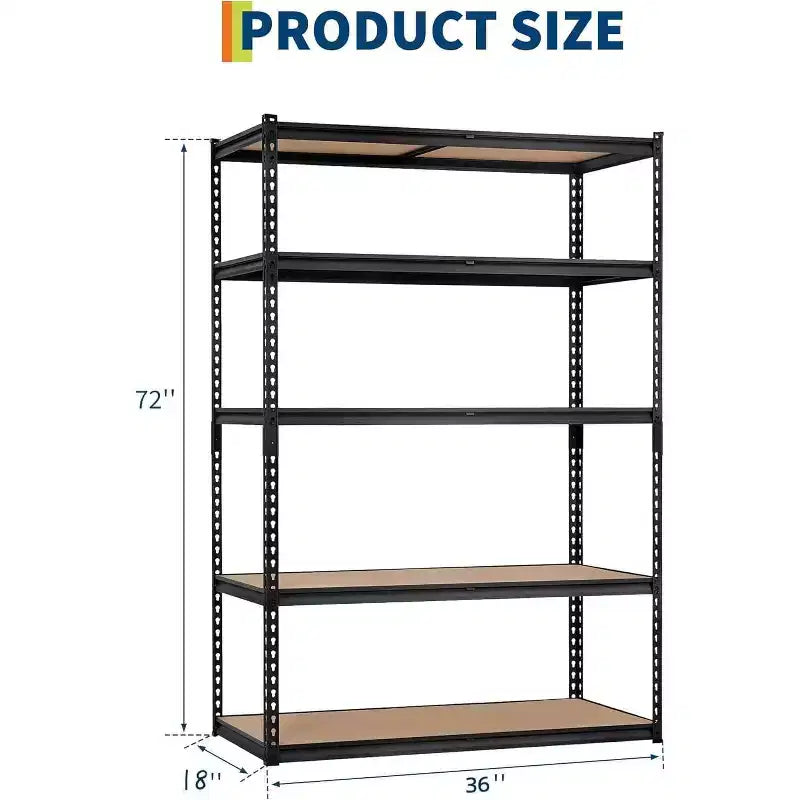 Étagère de Rangement de Garage Robuste à 5 Niveaux, Unité d'Étagères Métalliques Réglables, Capacité de 1134 kg, 122 x 46 x 183 cm, Cadre en Acier Sans Boulons, Panneaux MDF