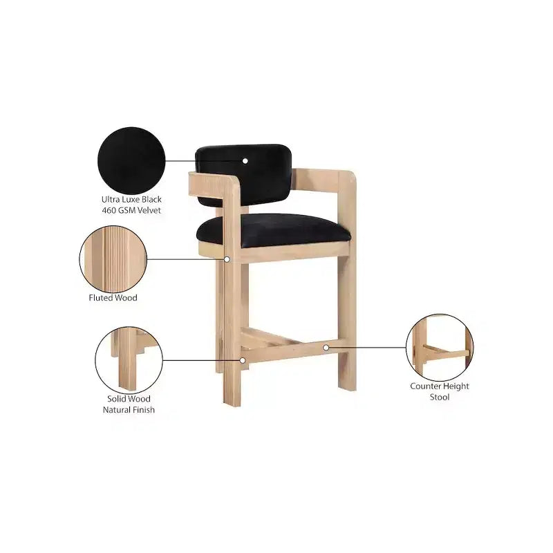 Meridian Furniture Tabouret de bar en velours Sacha