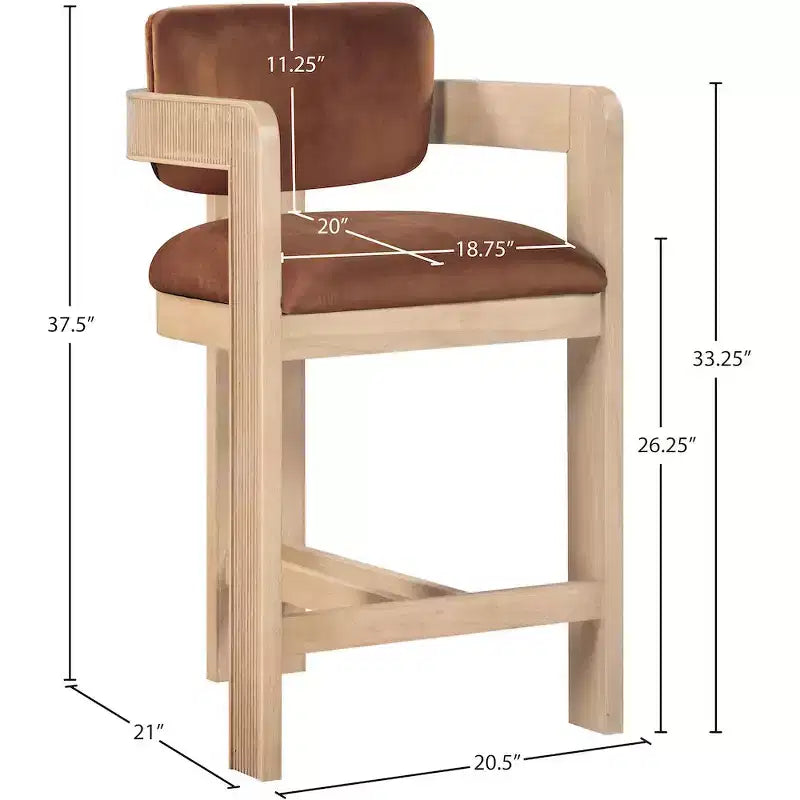 Meridian Furniture Tabouret de bar en velours Sacha