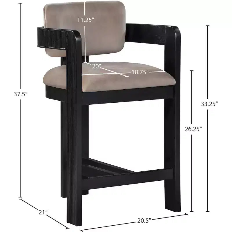 Meridian Furniture Tabouret de bar en velours Sacha