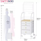 Grand support organiseur de bijoux, tour multifonctionnelle pour colliers boucles d'oreilles bagues bracelets, support mobile avec 4 tiroirs non tissés pour chambre, blanc