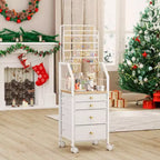 Grand support organiseur de bijoux, tour multifonctionnelle pour colliers boucles d'oreilles bagues bracelets, support mobile avec 4 tiroirs non tissés pour chambre, blanc