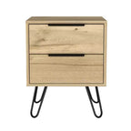HomeRoots 22 Oak Wood Two Drawer Nightstand
