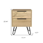 Table de chevet HomeRoots 22 en bois de chêne à deux tiroirs