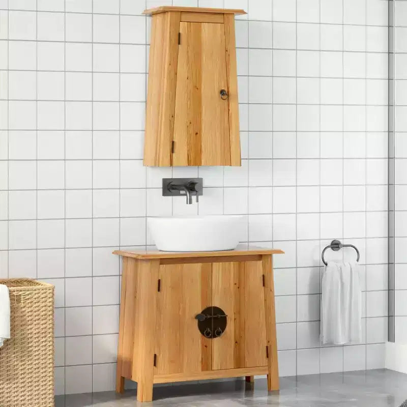 vidaXL Ensemble de meubles de salle de bain Bois Pin massif Moyen