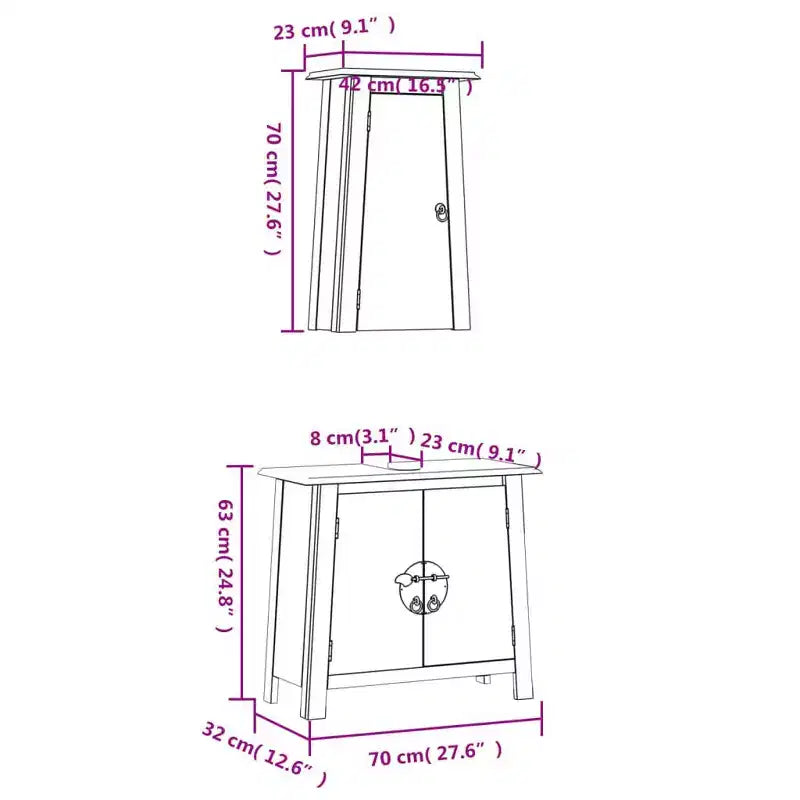 vidaXL Ensemble de meubles de salle de bain Bois Pin massif Moyen