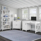 Key West 54W Computer Desk with Cabinet and Bookcase by Bush Furniture