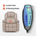Fauteuil inclinable électrique grand format en cuir MCombo avec massage, chauffage, porte-gobelets, repose-pieds étendu, cuir 7516