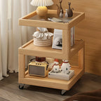 Dessus de table de rangement en bois de noyer à 3 niveaux avec roulettes
