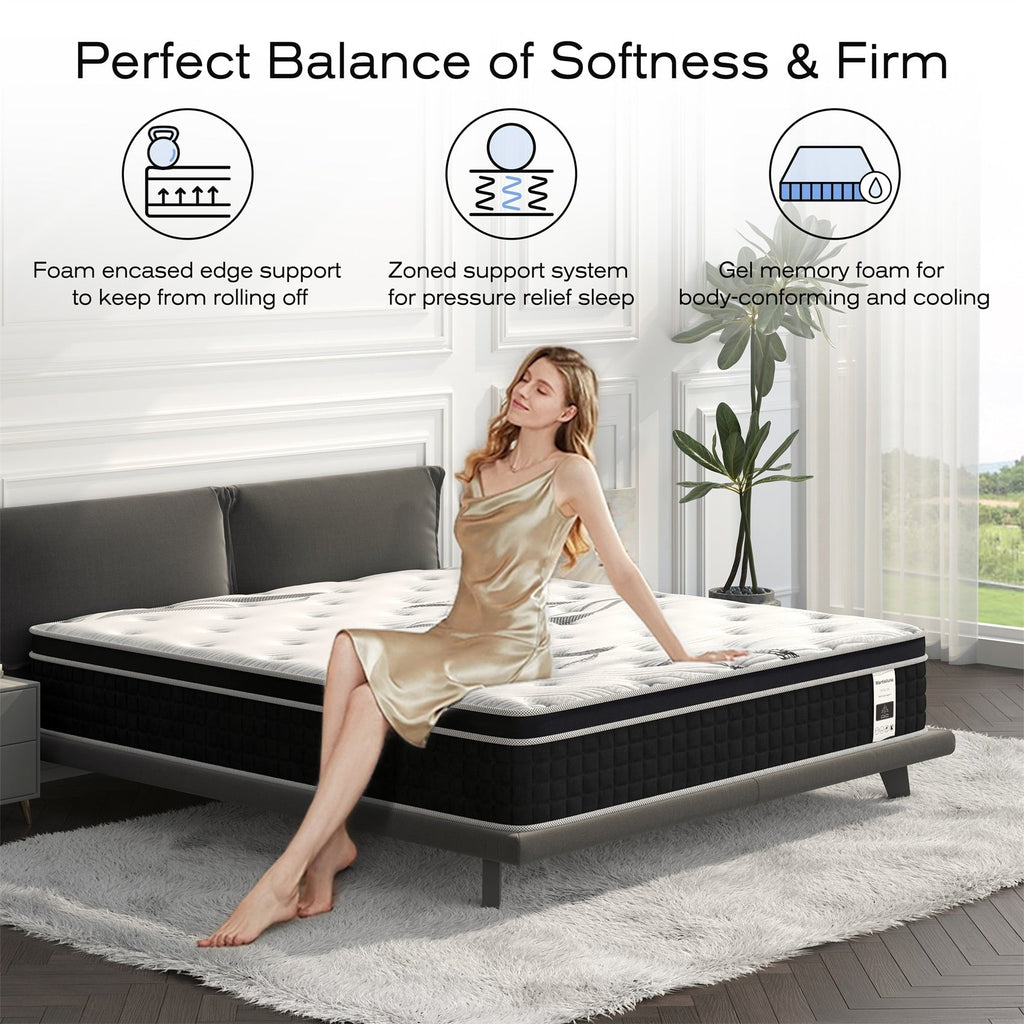 Matelas hybride en mousse à mémoire de forme gel de 12 pouces, livré en boîte