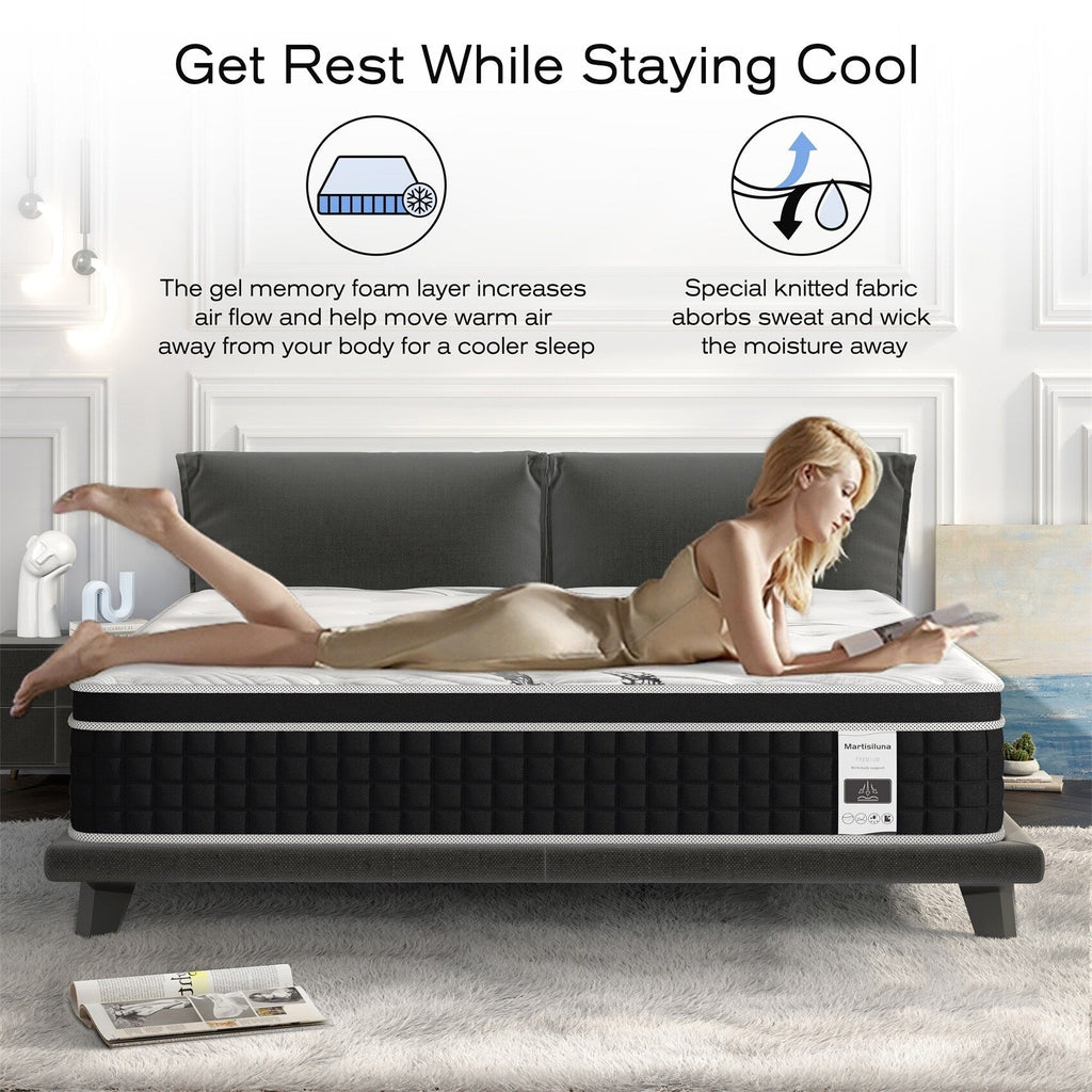 Matelas hybride en mousse à mémoire de forme gel de 12 pouces, livré en boîte