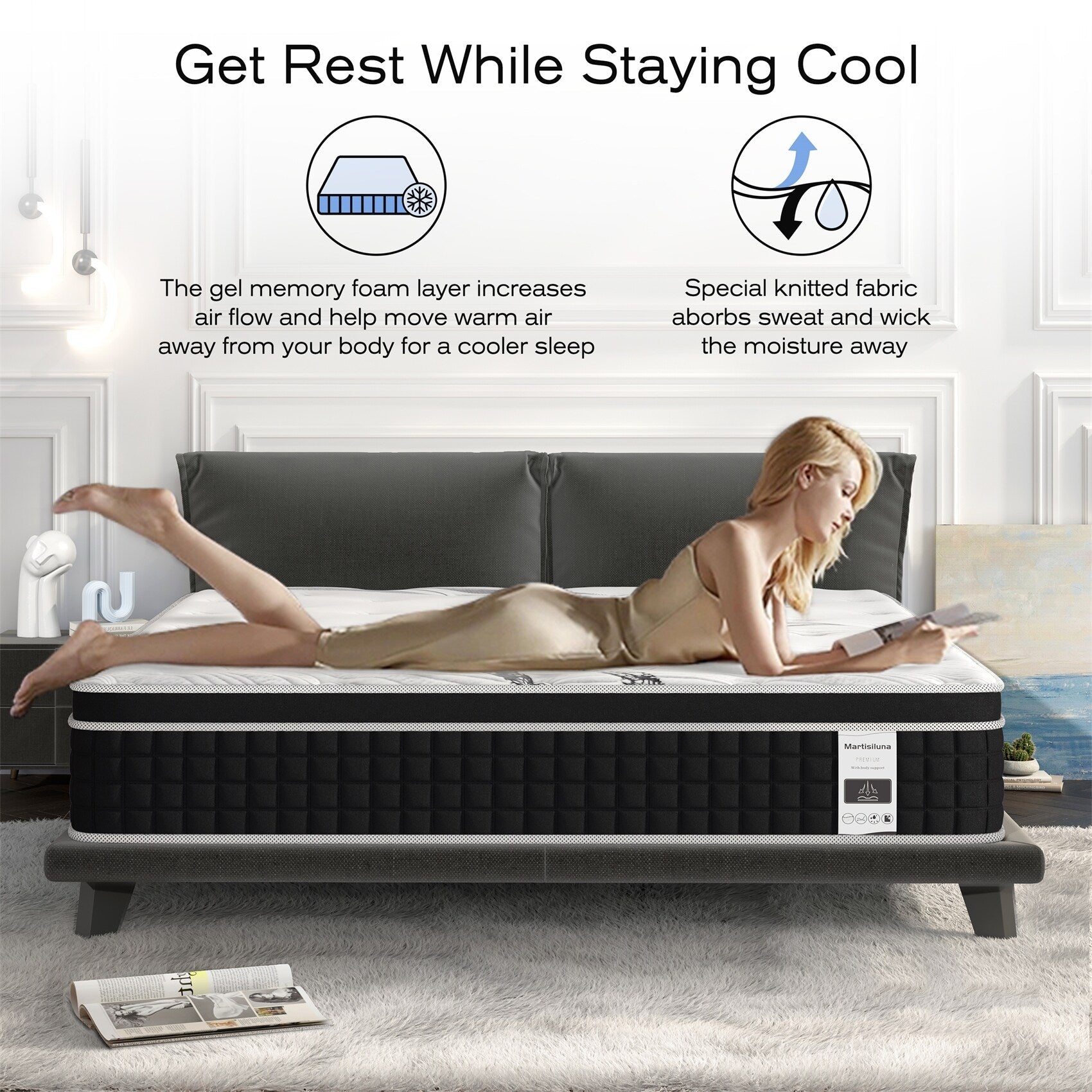 Matelas hybride en mousse à mémoire de forme gel de 12 pouces, livré en boîte