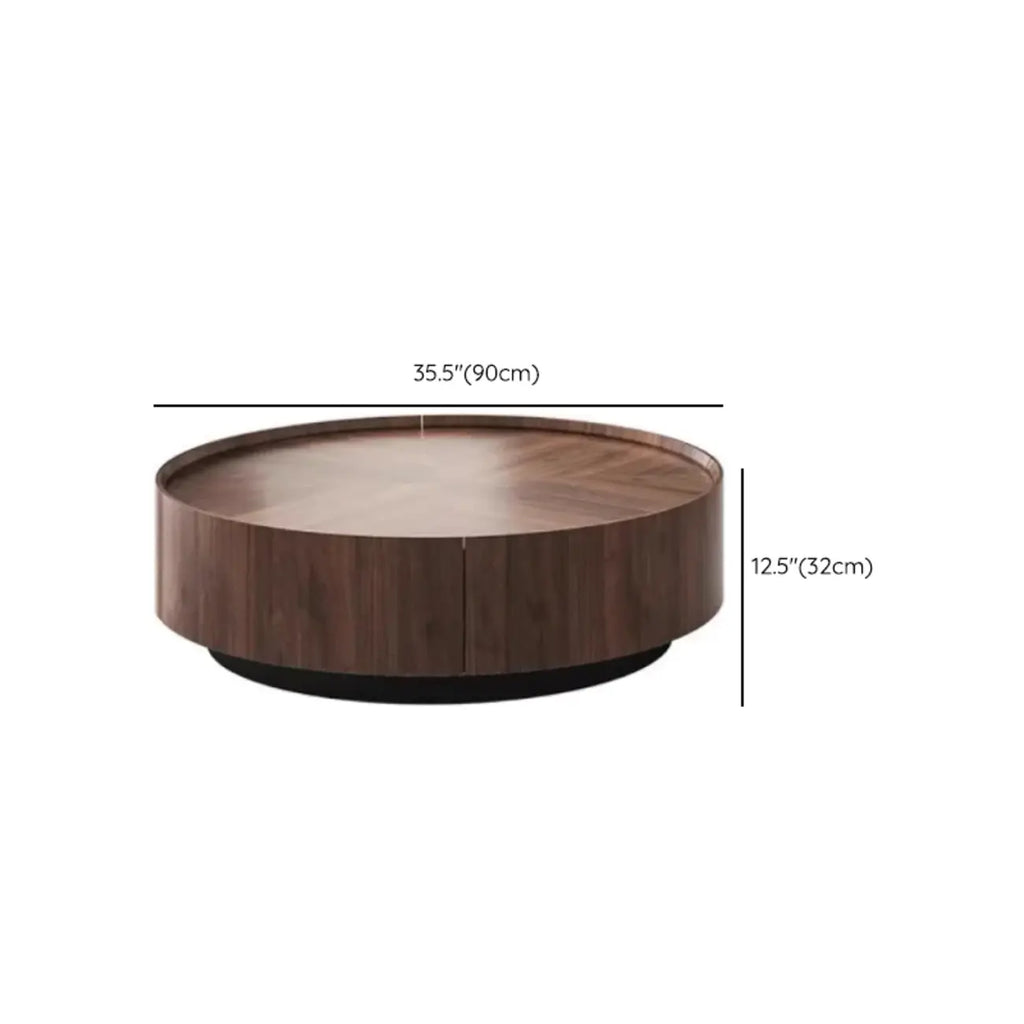 Table Basse Gigogne Ronde en Bois de Récupération avec 2 Tiroirs