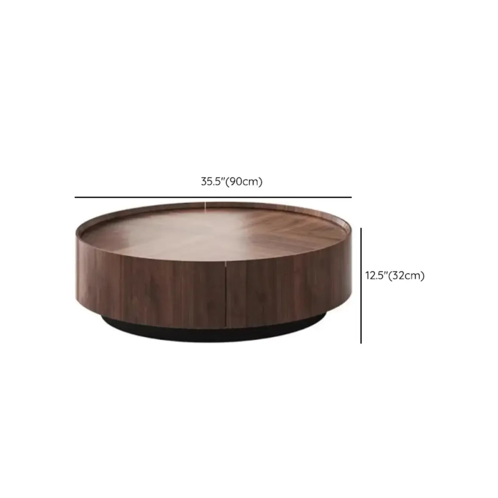 Table Basse Gigogne Ronde en Bois de Récupération avec 2 Tiroirs