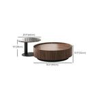 Table Basse Gigogne Ronde en Bois de Récupération avec 2 Tiroirs