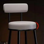 Tabouret de bar moderne en fer rond à dossier ouvert et rembourré
