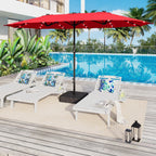 Parasol de marché extérieur rectangulaire de 4,5 m avec manivelle, double face, lumières LED solaires et base incluse