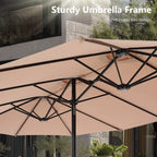 Parasol de marché extérieur rectangulaire de 4,5 m avec manivelle, double face, lumières LED solaires et base incluse