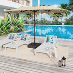 Parasol de marché extérieur rectangulaire de 4,5 m avec manivelle, double face, lumières LED solaires et base incluse