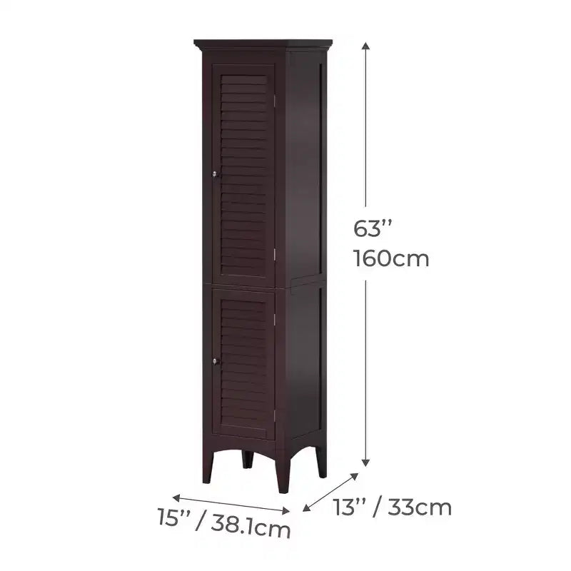 Armoire de Linge à Deux Portes Persiennes Slone - Meuble Élégant pour la Maison