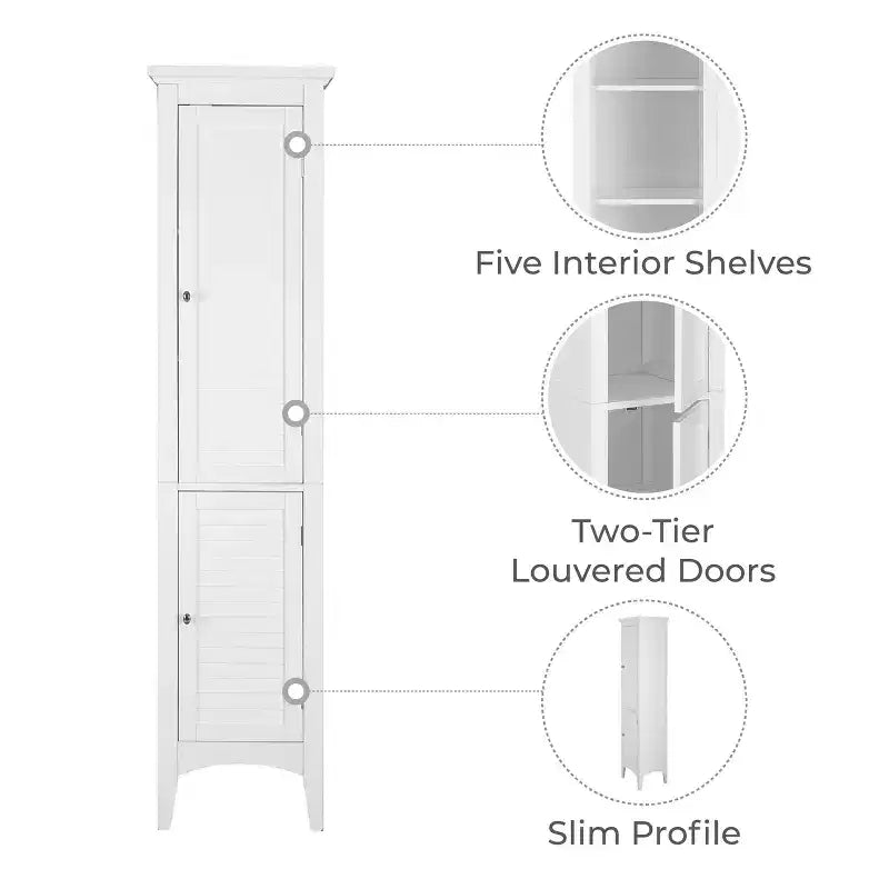 Armoire de Linge à Deux Portes Persiennes Slone - Meuble Élégant pour la Maison