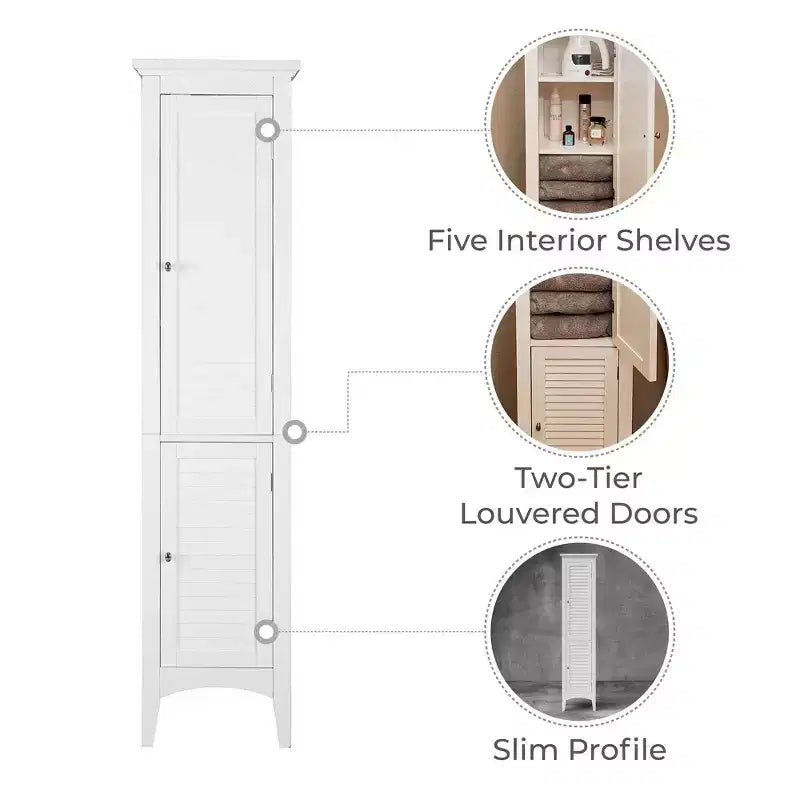 Armoire de Linge à Deux Portes Persiennes Slone - Meuble Élégant pour la Maison